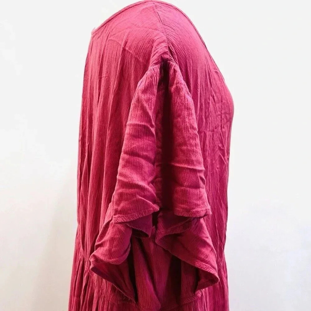 NWT SONOMA Women Short Sleeve Pullover Pink Elastic Waist V-Neck Dress Size 3X - Picture 7 of 12